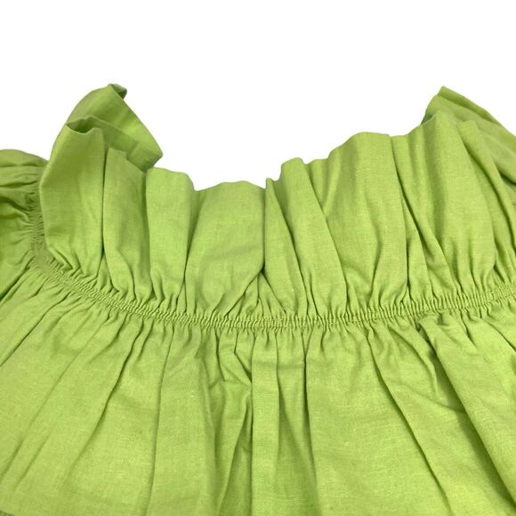 ZARA Green Ruffle Summer Statement Top‎ Size Small L Halter Beautiful - Picture 5 of 9